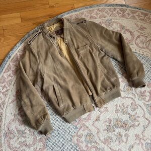Vintage Suede Tan Bomber Jacket